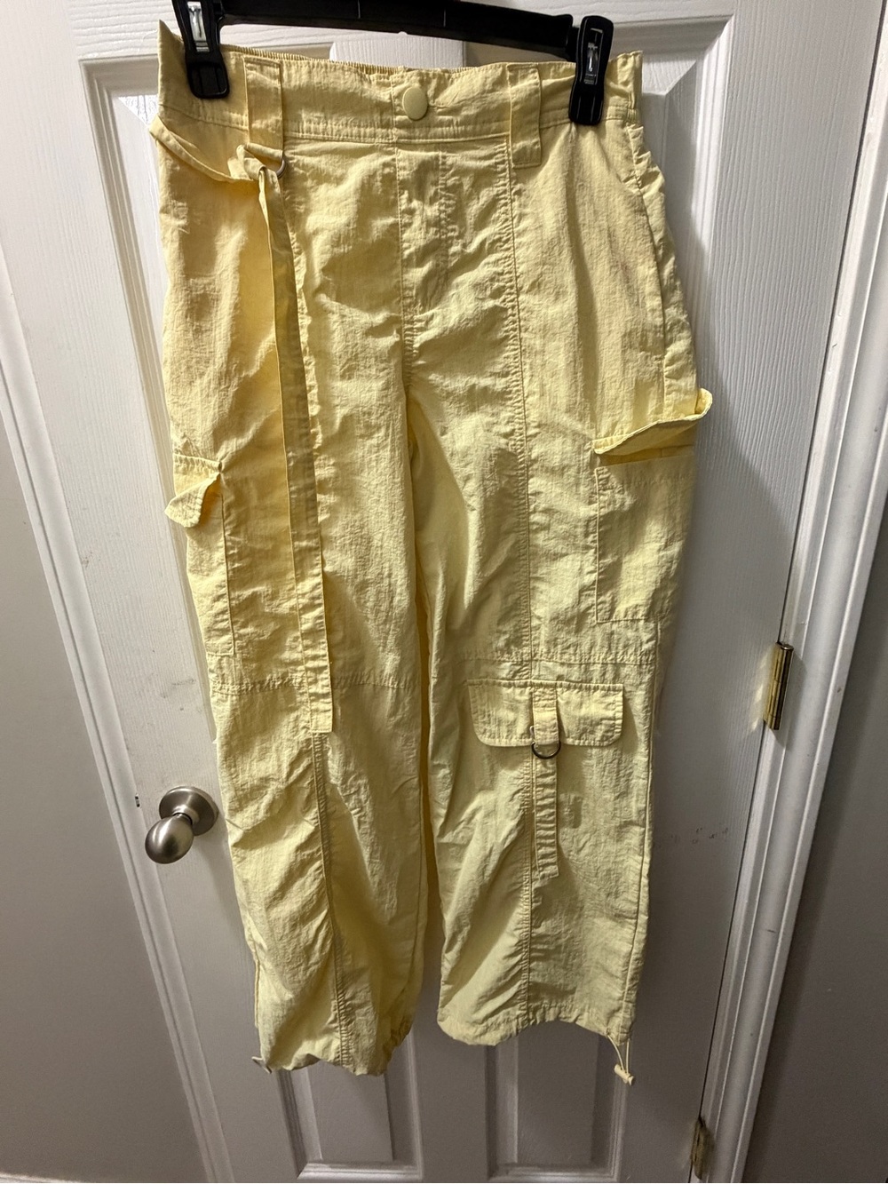 No Boundaries Light Yellow Cargo Pants with Utility Pockets